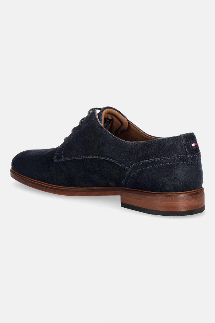 Obuwie Tommy Hilfiger półbuty męskie zamszowe HILFIGER SUEDE DRESS SHOE FM0FM05776 granatowy