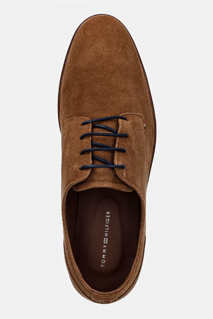 Tommy Hilfiger półbuty męskie zamszowe HILFIGER SUEDE DRESS SHOE brązowy FM0FM05776