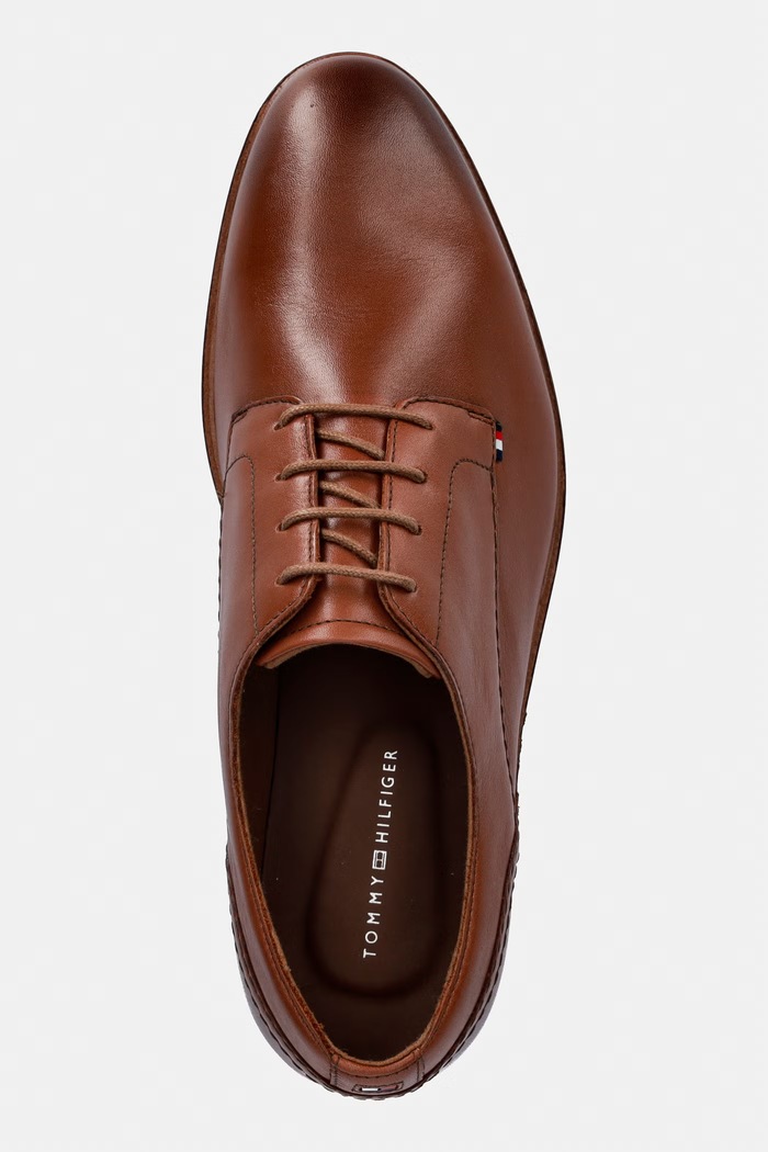 Tommy Hilfiger półbuty męskie skórzane HILFIGER LEATHER DRESS SHOE brązowy FM0FM05777