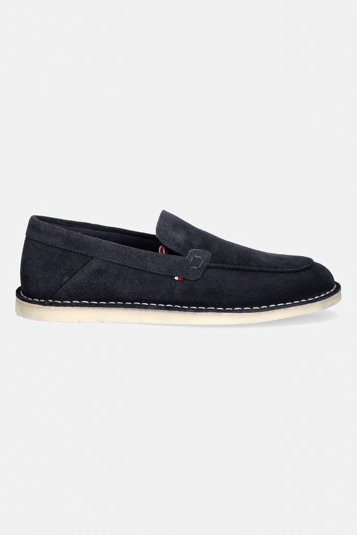 Tommy Hilfiger mokasyny męskie zamszowe HILFIGER STITCHDOWN SUEDE LOAFER FM0FM05782 granatowy SS26