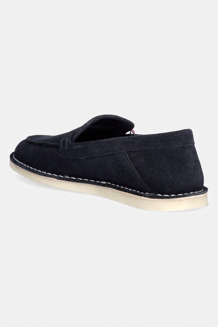 Obuwie Tommy Hilfiger mokasyny męskie zamszowe HILFIGER STITCHDOWN SUEDE LOAFER FM0FM05782 granatowy