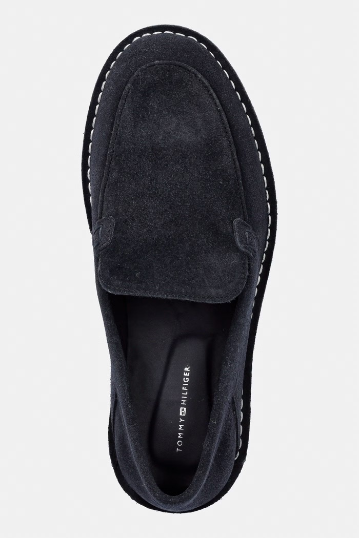 Tommy Hilfiger mokasyny męskie zamszowe HILFIGER STITCHDOWN SUEDE LOAFER granatowy FM0FM05782