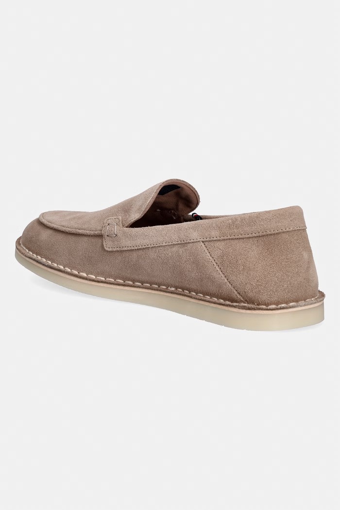 Obuwie Tommy Hilfiger mokasyny męskie zamszowe HILFIGER STITCHDOWN SUEDE LOAFER FM0FM05782 beżowy