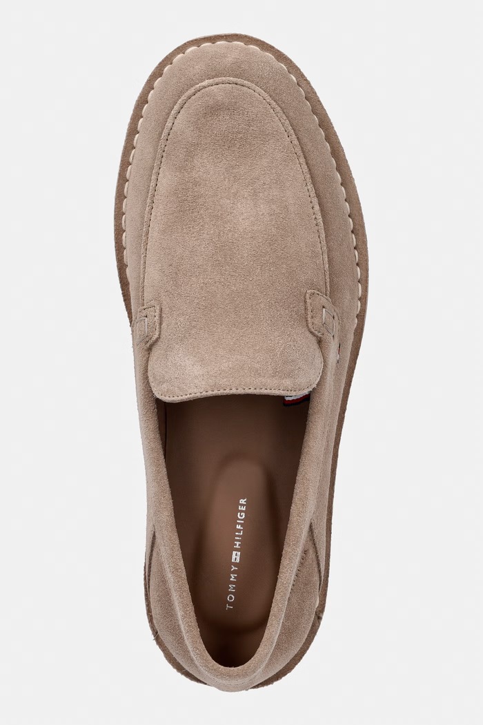 Tommy Hilfiger mokasyny męskie zamszowe HILFIGER STITCHDOWN SUEDE LOAFER beżowy FM0FM05782