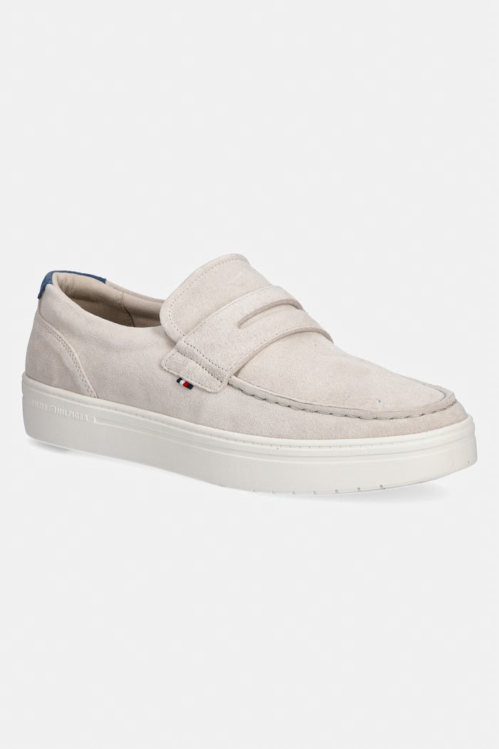 Tommy Hilfiger mokasyny męskie zamszowe MODERN LIGHT HYBRID SUEDE LOAFER beżowy FM0FM05786