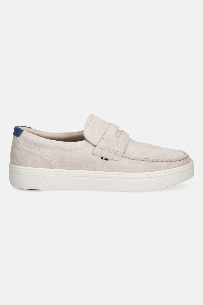 Tommy Hilfiger mokasyny męskie zamszowe MODERN LIGHT HYBRID SUEDE LOAFER FM0FM05786 beżowy SS26