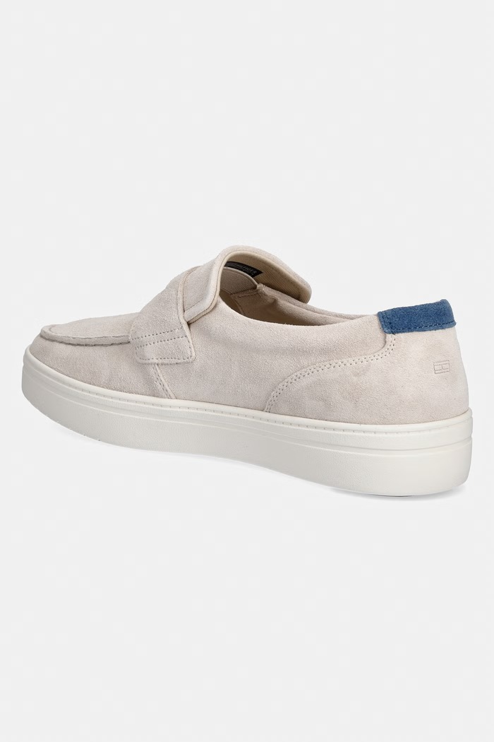 Obuwie Tommy Hilfiger mokasyny męskie zamszowe MODERN LIGHT HYBRID SUEDE LOAFER FM0FM05786 beżowy