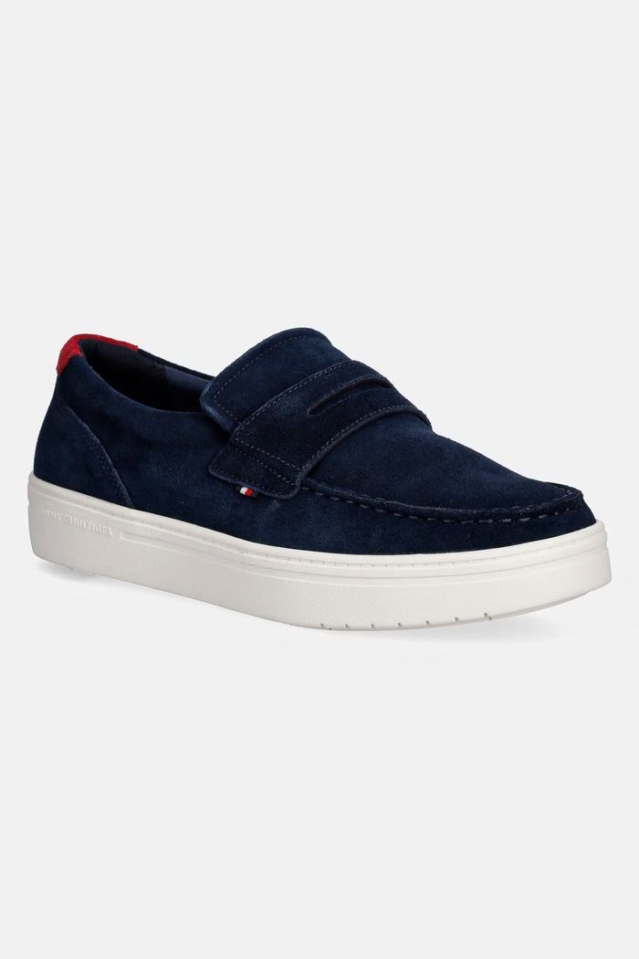 Tommy Hilfiger mokasyny męskie zamszowe MODERN LIGHT HYBRID SUEDE LOAFER granatowy FM0FM05786