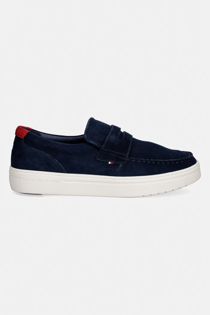 Tommy Hilfiger mokasyny męskie zamszowe MODERN LIGHT HYBRID SUEDE LOAFER FM0FM05786 granatowy SS26