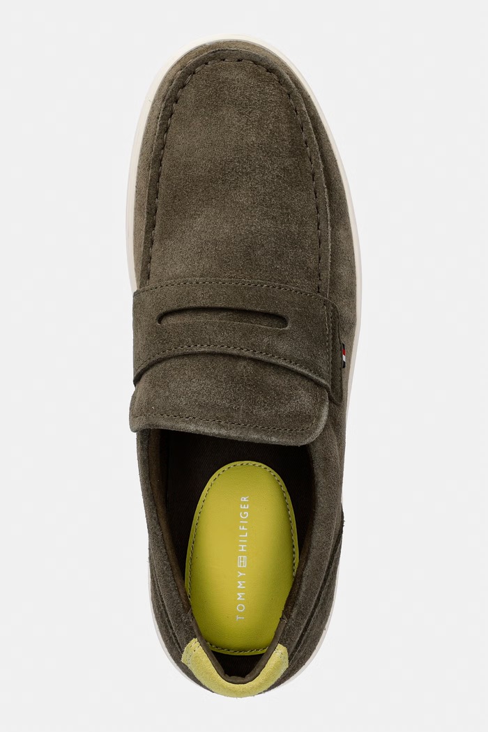 Tommy Hilfiger mokasyny męskie zamszowe MODERN LIGHT HYBRID SUEDE LOAFER zielony FM0FM05786
