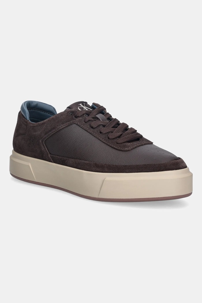 Calvin Klein sneakersy skórzane BASKET CUPSOLE LACEUP LTH-NU skóra zamszowa brązowy YM0YM01354