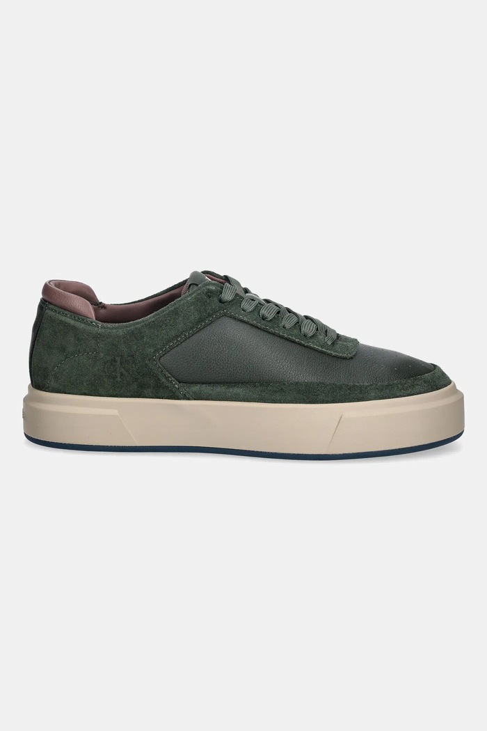 Calvin Klein sneakersy skórzane BASKET CUPSOLE LACEUP LTH-NU YM0YM01354 zielony SS26