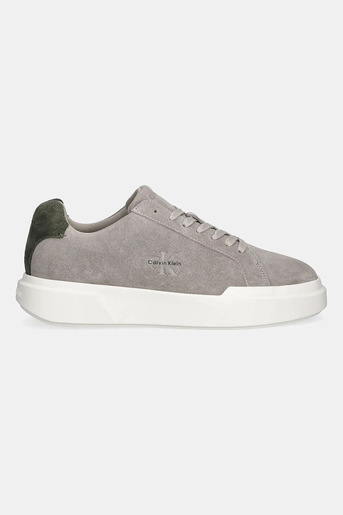 Kožené tenisky Calvin Klein CHUNKY CUPSOLE LACEUP SU YM0YM01453 sivá SS26