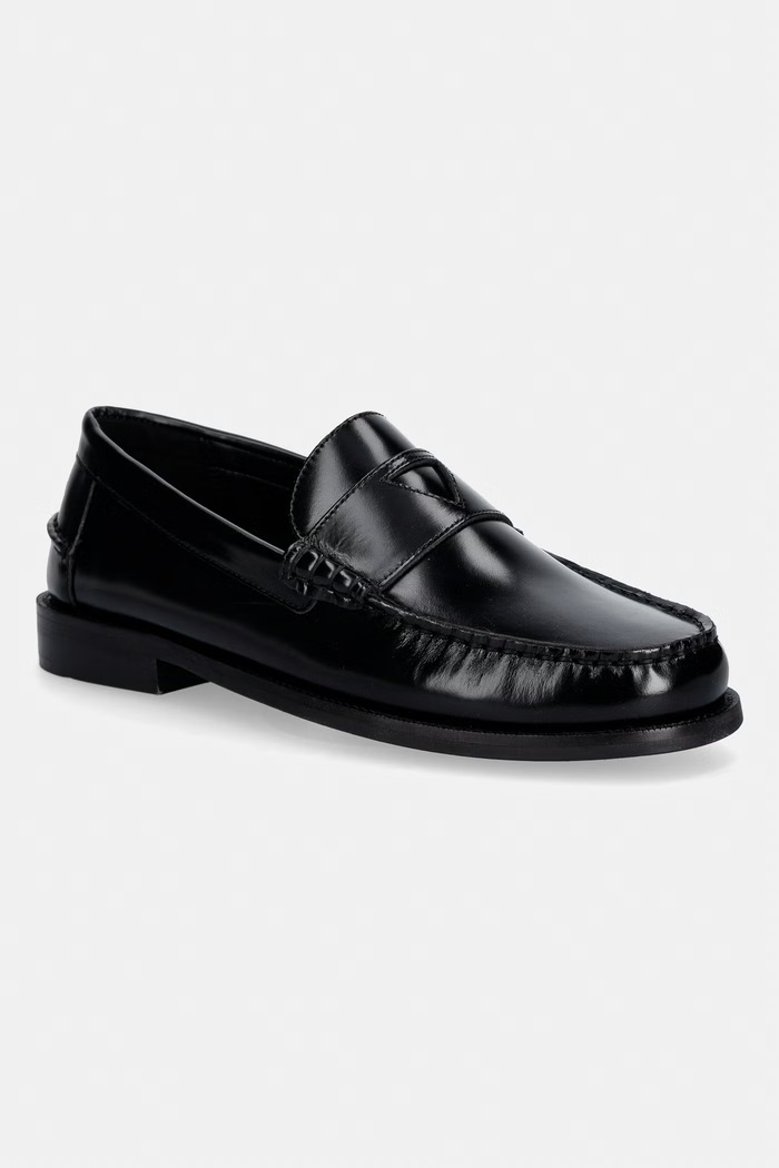 Guess mocasini de piele ROSSIO piele negru FMPROS.LEA14.BLACK