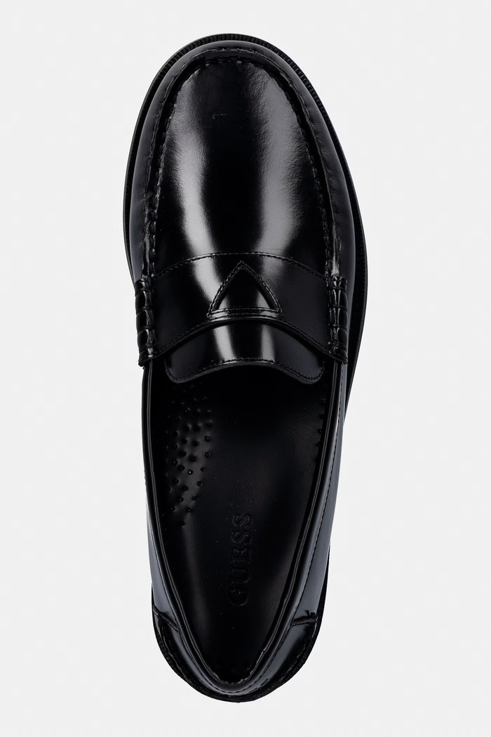 Guess mocasini de piele ROSSIO negru FMPROS.LEA14.BLACK