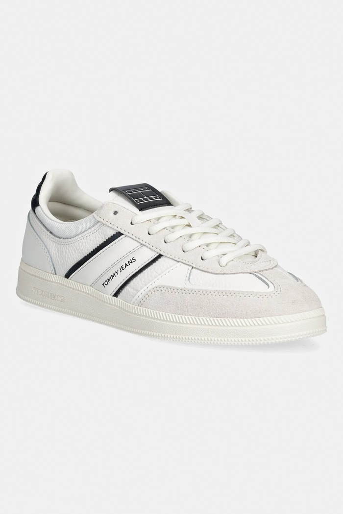 Kožne tenisice Tommy Jeans THE GREENWICH EDGE MIX brušena koža bijela EM0EM01672