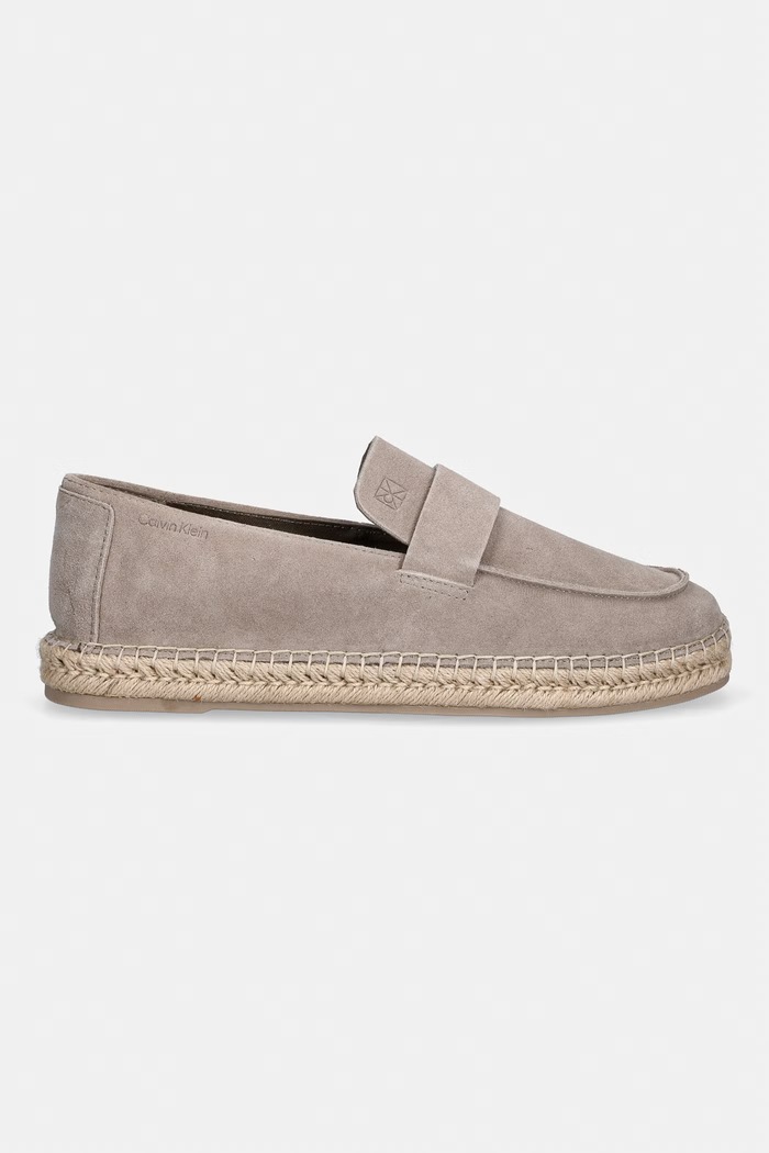 Calvin Klein espadryle męskie zamszowe ESPADRILLE LOAFER BAND SU HM0HM02072 beżowy SS26