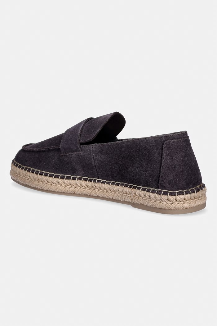 Încălțăminte Calvin Klein espadrile pentru bărbați, din piele întoarsă ESPADRILLE LOAFER BAND SU HM0HM02072 gri