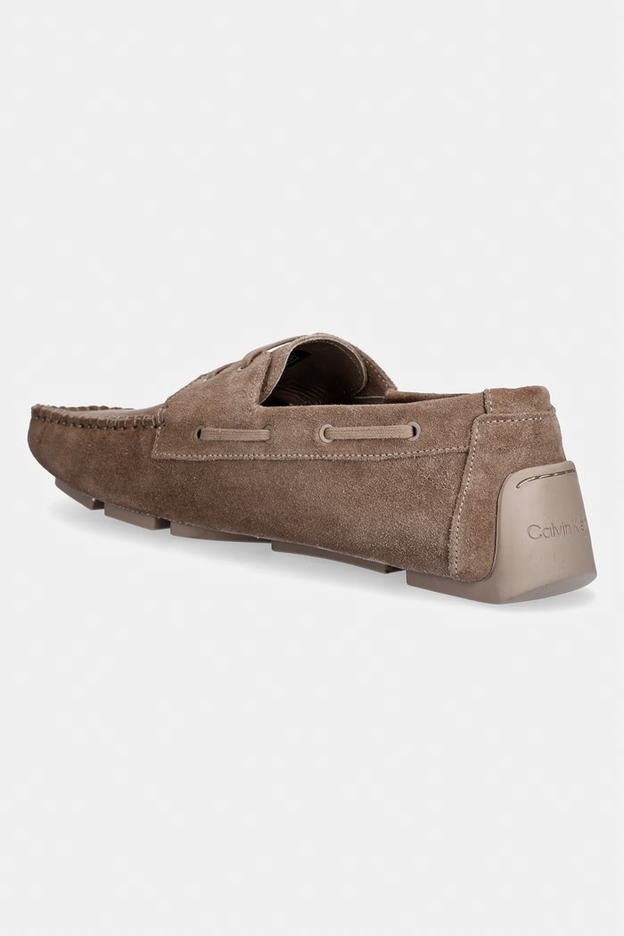Încălțăminte Calvin Klein mocasini pentru bărbați, din piele întoarsă DRIVER BOAT SU HM0HM02084 maro