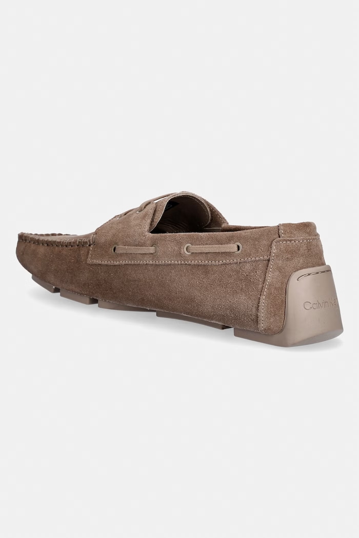 Încălțăminte Calvin Klein mocasini pentru bărbați, din piele întoarsă DRIVER BOAT SU HM0HM02084 maro