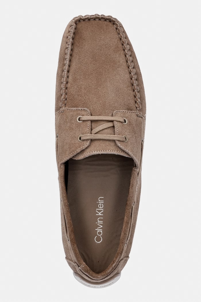Calvin Klein mocasini pentru bărbați, din piele întoarsă DRIVER BOAT SU maro HM0HM02084