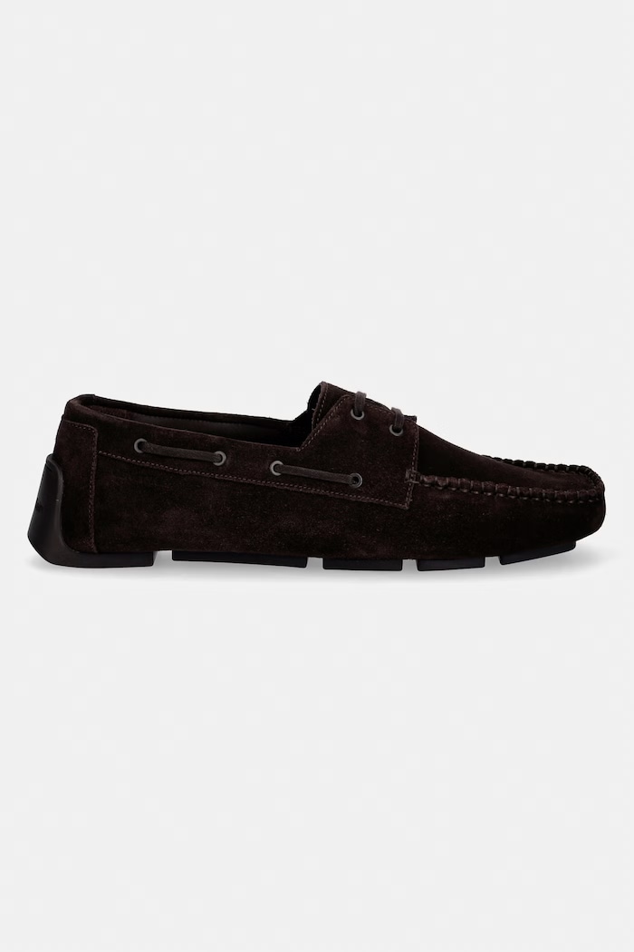 Calvin Klein mocasini pentru bărbați, din piele întoarsă DRIVER BOAT SU HM0HM02084 maro SS26