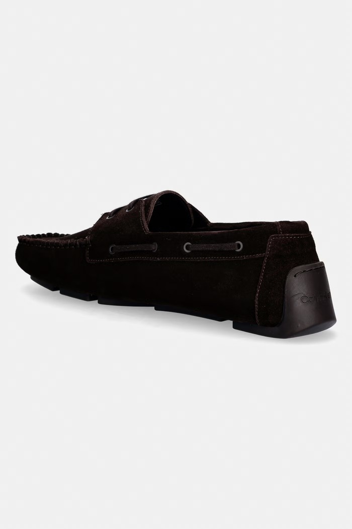 Încălțăminte Calvin Klein mocasini pentru bărbați, din piele întoarsă DRIVER BOAT SU HM0HM02084 maro