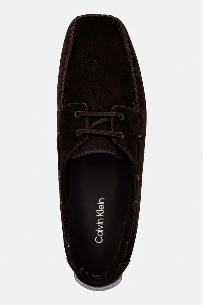 Calvin Klein mocasini pentru bărbați, din piele întoarsă DRIVER BOAT SU maro HM0HM02084