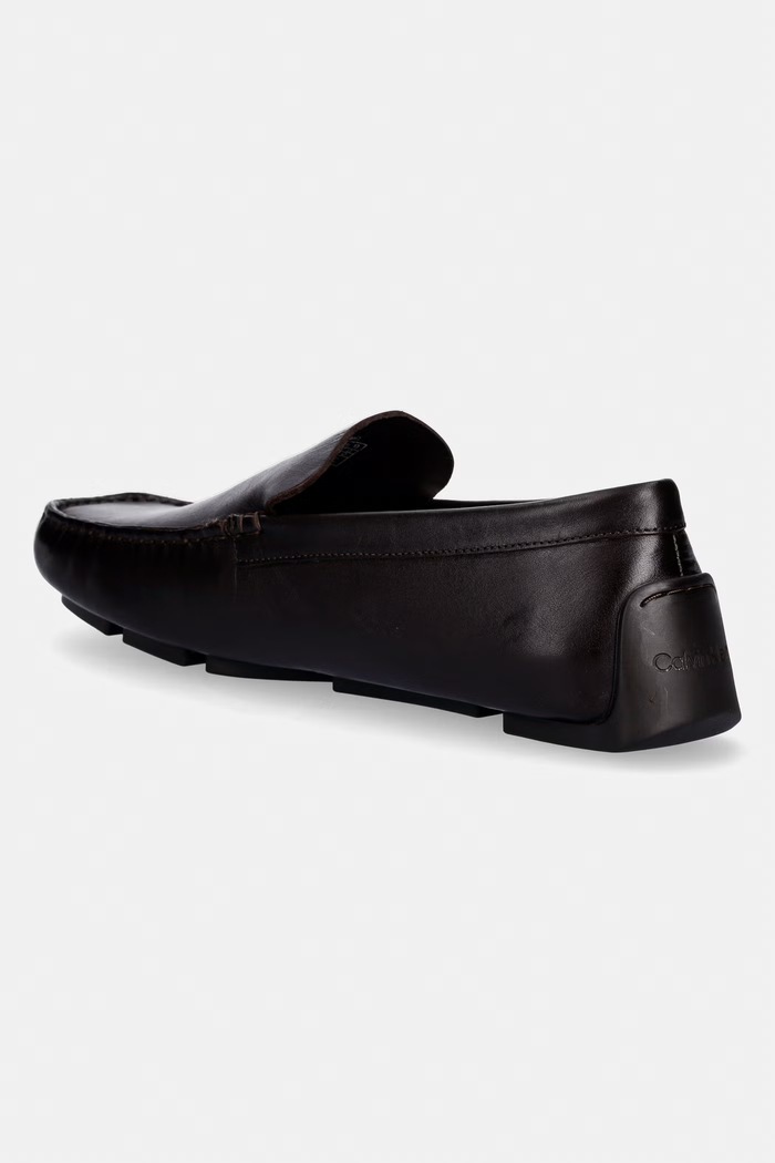 Încălțăminte Calvin Klein mocasini pentru bărbați, din piele DRIVER PENNY EMBL LTH HM0HM02085 maro