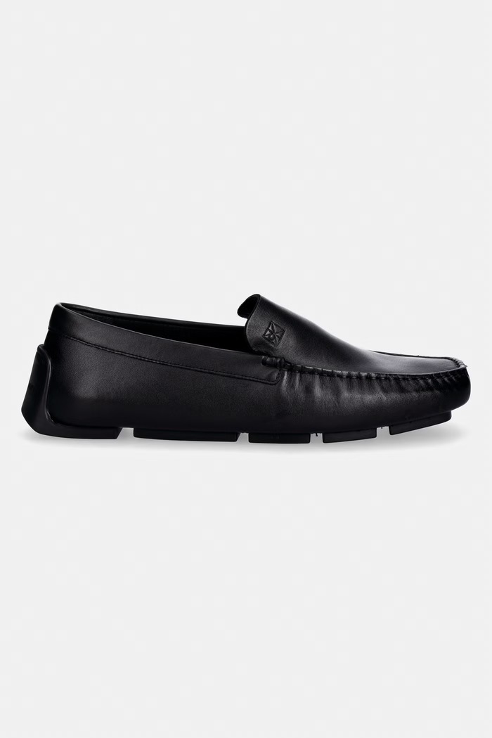 Calvin Klein mocasini pentru bărbați, din piele DRIVER PENNY EMBL LTH HM0HM02085 negru SS26