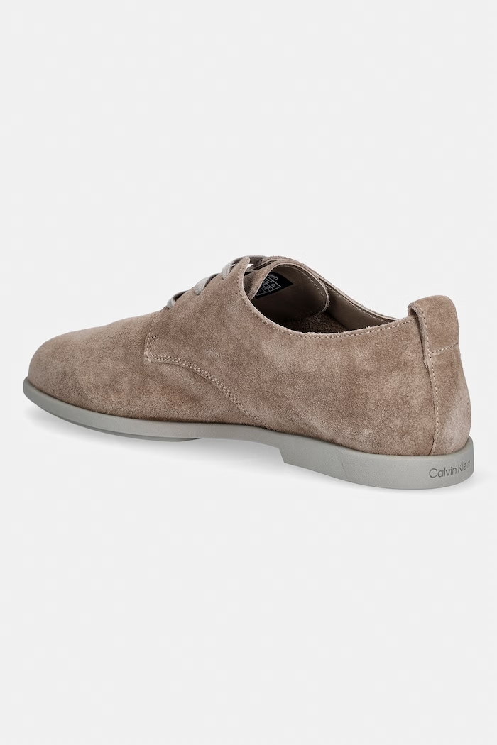 Încălțăminte Calvin Klein pantofi pentru bărbați, din piele întoarsă LOW PROF DERBY SU HM0HM02232 bej
