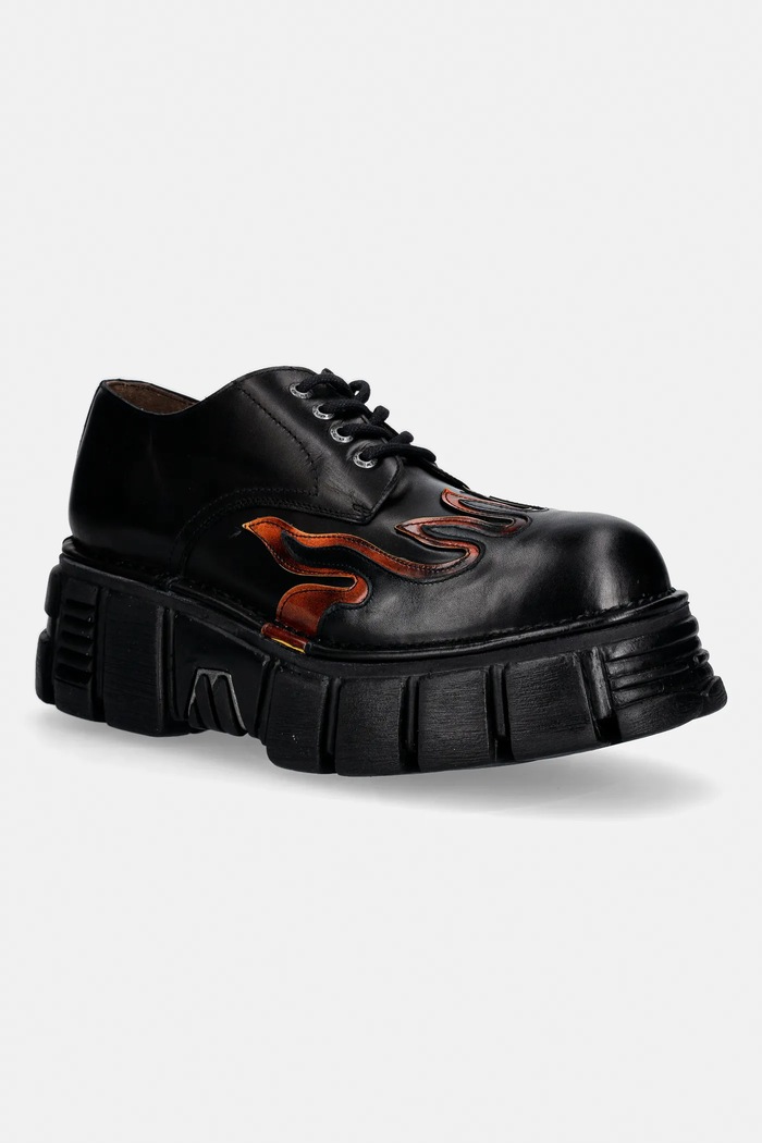 New Rock leather shoes CRUST NEGRO, PULIK FUEGO, TOWER NEGRO + LAT casual black M.1553C.C2