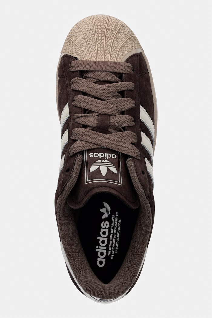 Nubukové tenisky adidas Originals Superstar II hnědá IH9314