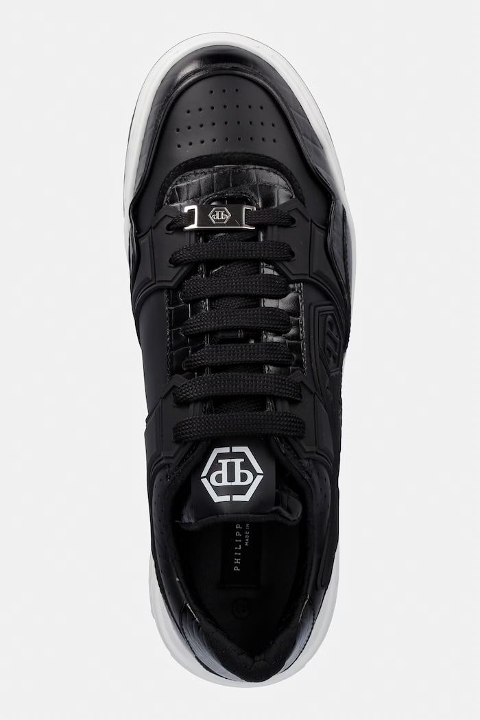 Δερμάτινα sneakers Philipp Plein Low-Top Moonwalker μαύρο MSC4075.PLE005N.0202