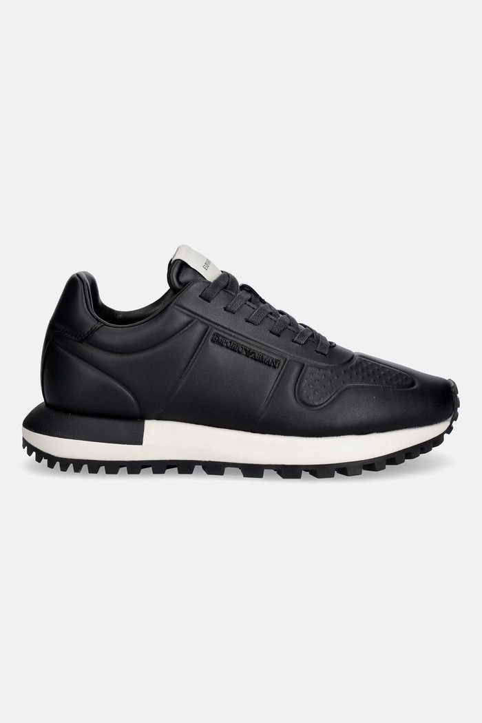 Kožené tenisky Emporio Armani EM003740.AF19726.MC005 čierna SS26