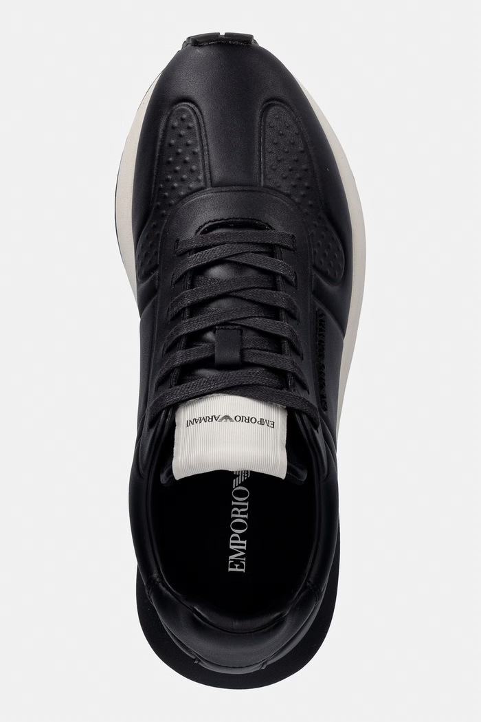 Kožené tenisky Emporio Armani čierna EM003740.AF19726.MC005