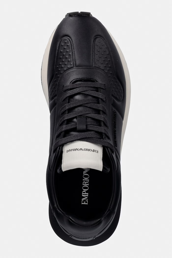 Kožené tenisky Emporio Armani čierna EM003740.AF19726.MC005