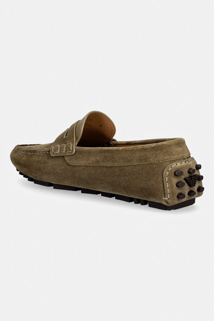 Obuwie Emporio Armani mokasyny męskie zamszowe EM003731.AF19687.U7012 zielony