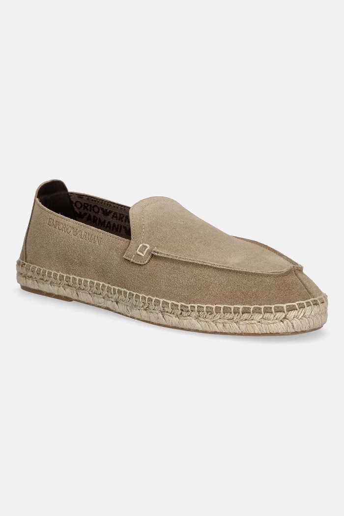Emporio Armani espadryle męskie zamszowe beżowy EM005854.AF23967.U6092