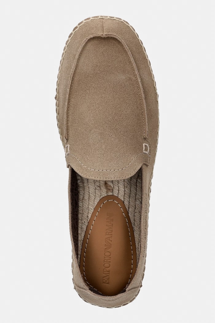 Emporio Armani espadryle męskie zamszowe beżowy EM005854.AF23967.U6092