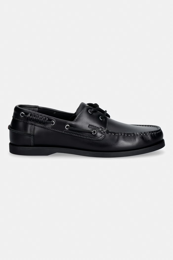 HUGO mokasyny skórzane Darcy 50563321.001 czarny SS26
