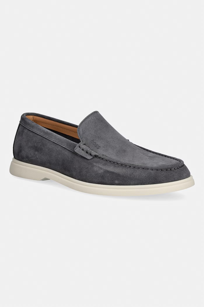 BOSS loafersy męskie zamszowe Sienne szary 50543083.021