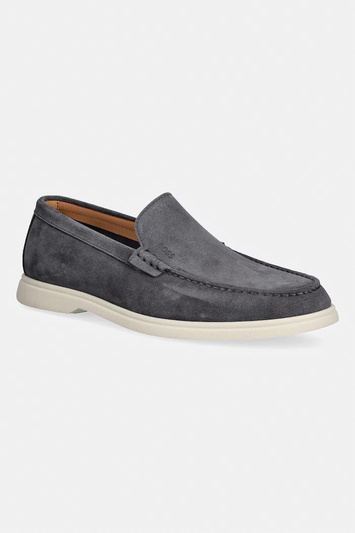 BOSS loafersy męskie zamszowe Sienne szary 50543083.021