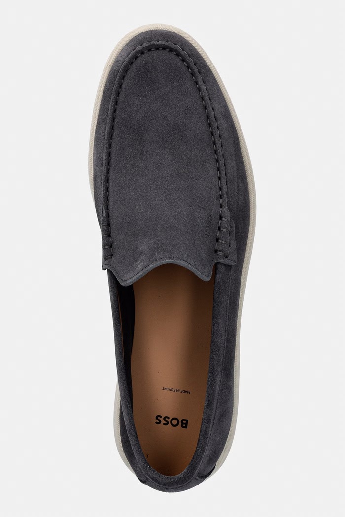 BOSS loafersy męskie zamszowe Sienne szary 50543083.021
