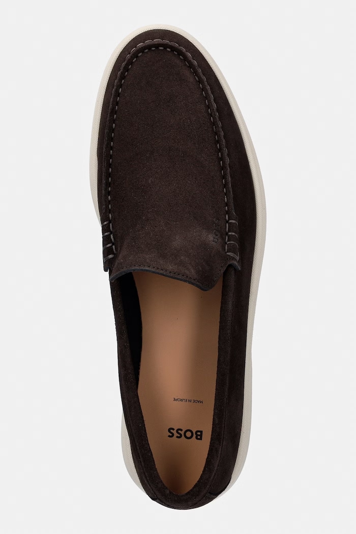 BOSS мокасини мъжки велурени Sienne кафяв 50543083.202