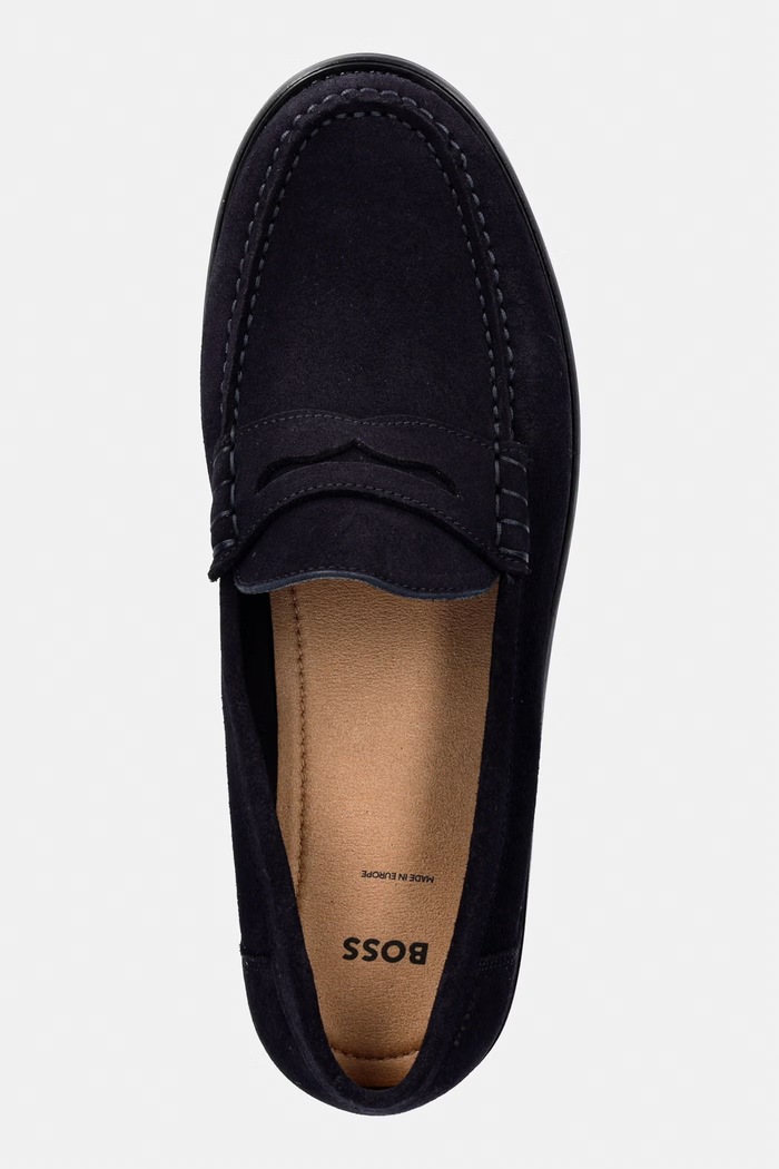 BOSS mocasini bărbați din piele întoarsă Tevan bleumarin 50563161.401