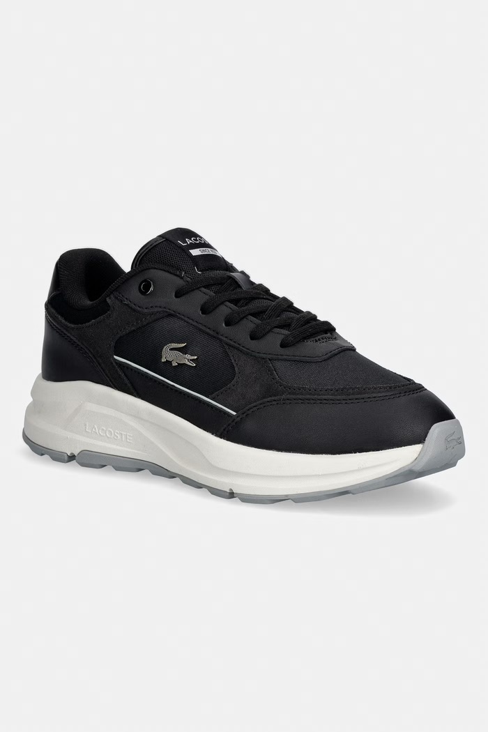 Tenisky Lacoste Run Set Sneakers semišová koža čierna 50SMA0220