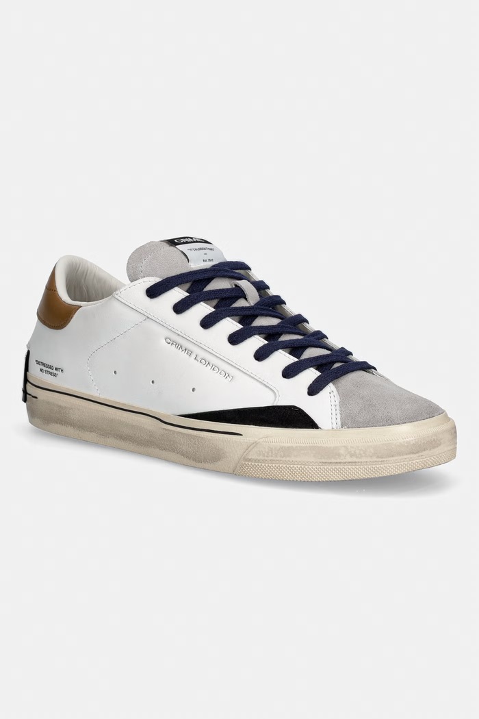 Crime London sneakers din piele DISTRESSED 2.0 piele întoarsă alb 11070AA8.10