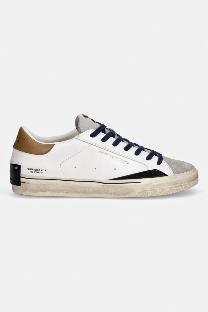 Crime London sneakers din piele DISTRESSED 2.0 11070AA8.10 alb SS26