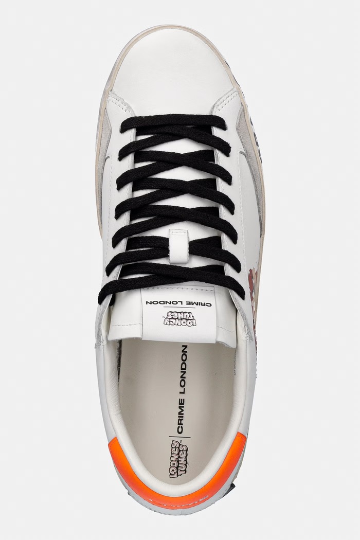 Crime London sneakers din piele DISTRESSED WARNER BROS alb 77050PP8.10